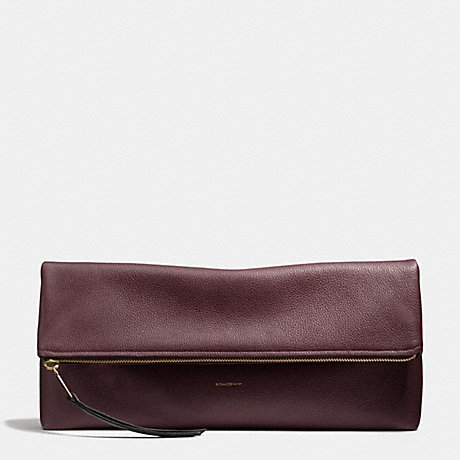 COACH THE LARGE PEBBLED LEATHER CLUTCHABLE - LIGHT GOLD/OXBLOOD - f28148