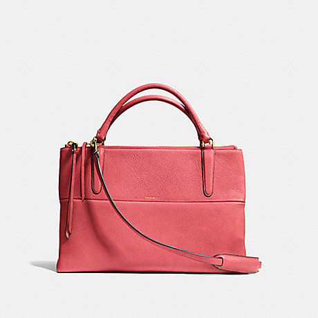 COACH THE BOROUGH BAG IN PEBBLE LEATHER -  GOLD/LOGANBERRY - f28160