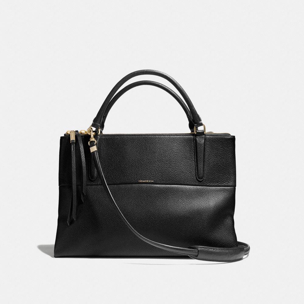 THE BOROUGH BAG IN PEBBLE LEATHER - LIGHT GOLD/BLACK - COACH F28160