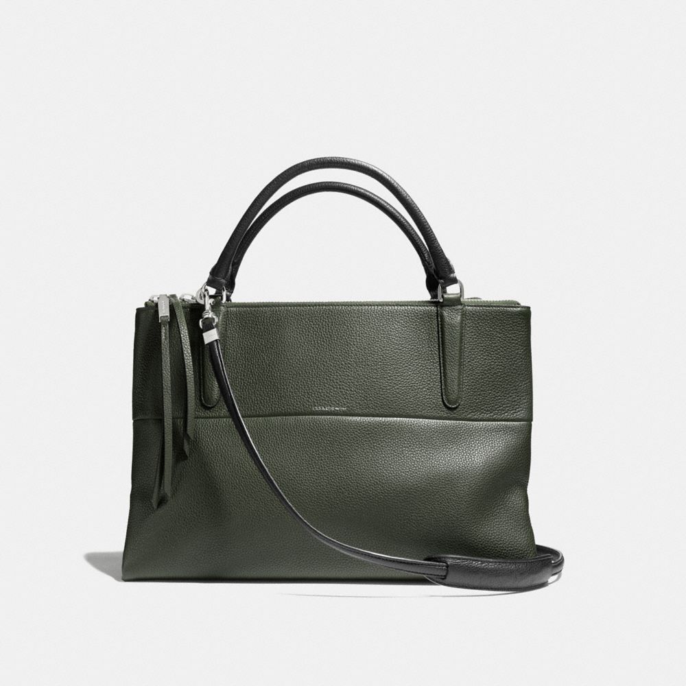 THE PEBBLED LEATHER BOROUGH BAG - f28160 - SILVER/ALPINE MOSS