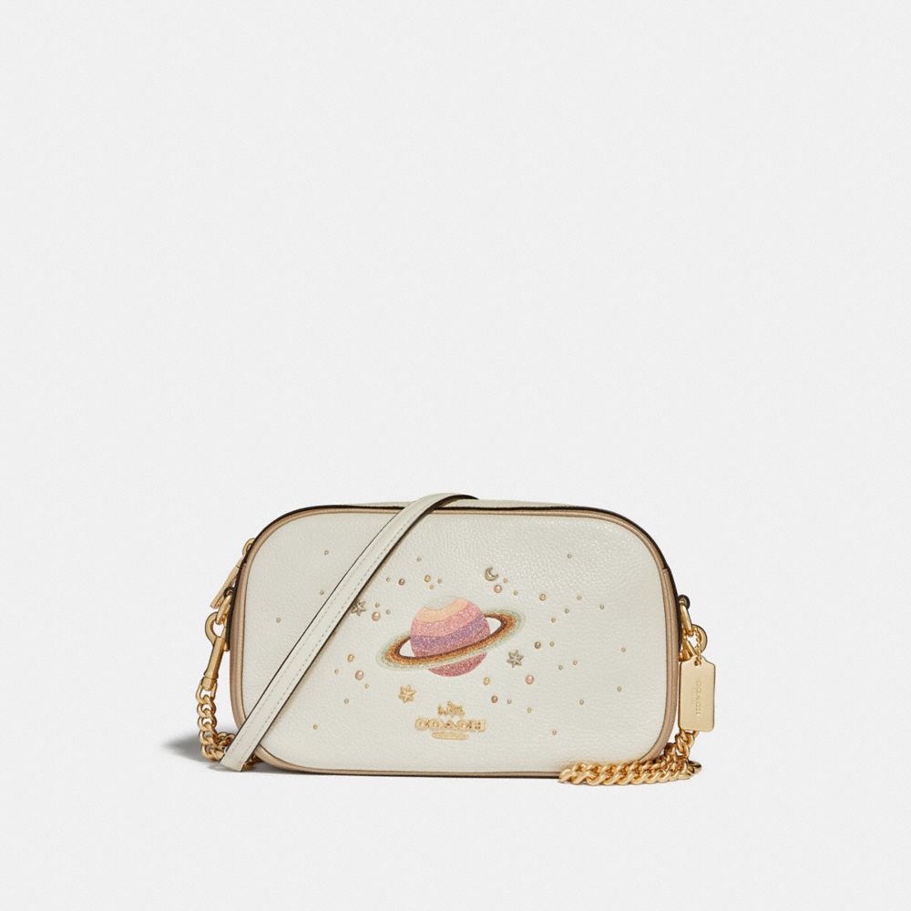 COACH F28175 Isla Chain Crossbody With Space Motif CHALK/PLATINUM/LIGHT GOLD