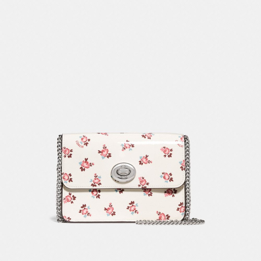 COACH F28184 BOWERY CROSSBODY WITH FLORAL BLOOM PRINT CHALK/SILVER