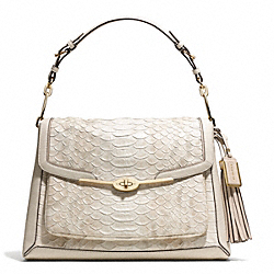 COACH F28221 Madison Python Embossed Leather Pinnacle Shoulder Flap Bag LIGHT GOLD/PARCHMENT