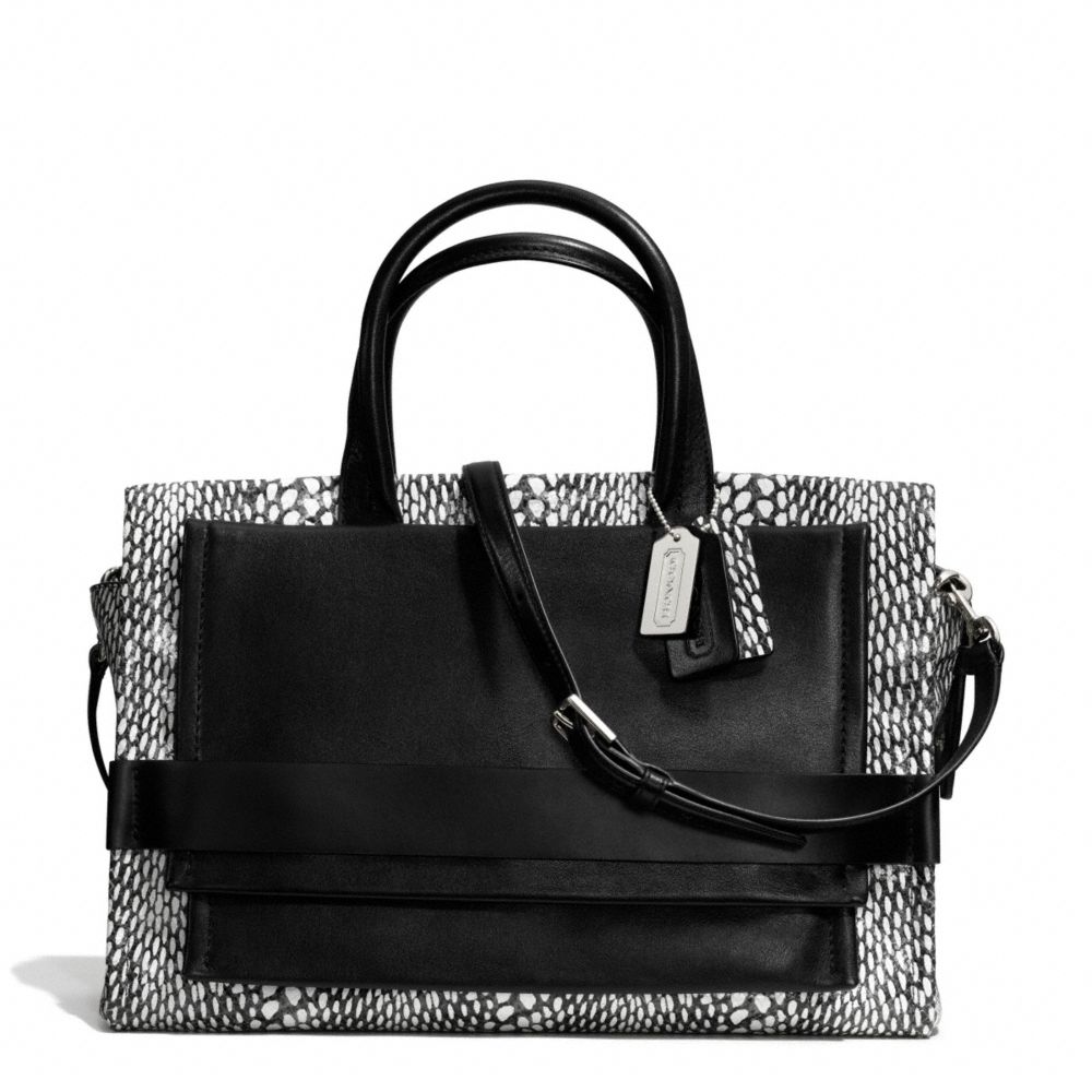 COACH F28303 - BLEECKER PAINTED SNAKE EMBOSSED LEATHER PINNACLE CARRYALL SILVER/BLACK/WHITE