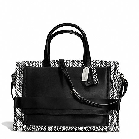 COACH BLEECKER PAINTED SNAKE EMBOSSED LEATHER PINNACLE CARRYALL - SILVER/BLACK/WHITE - f28303