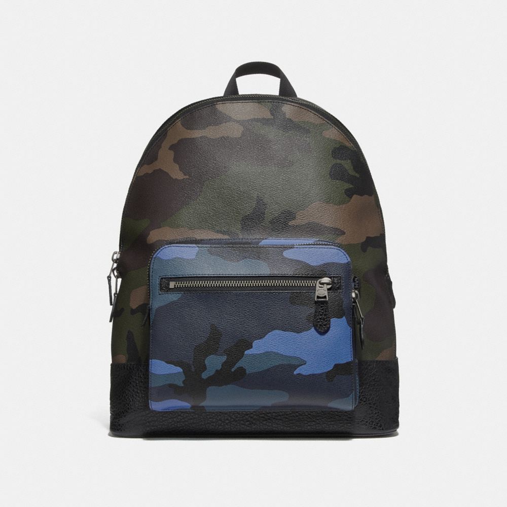 WEST BACKPACK WITH CAMO PRINT - DUSK MULTI/BLACK ANTIQUE NICKEL - COACH F28309