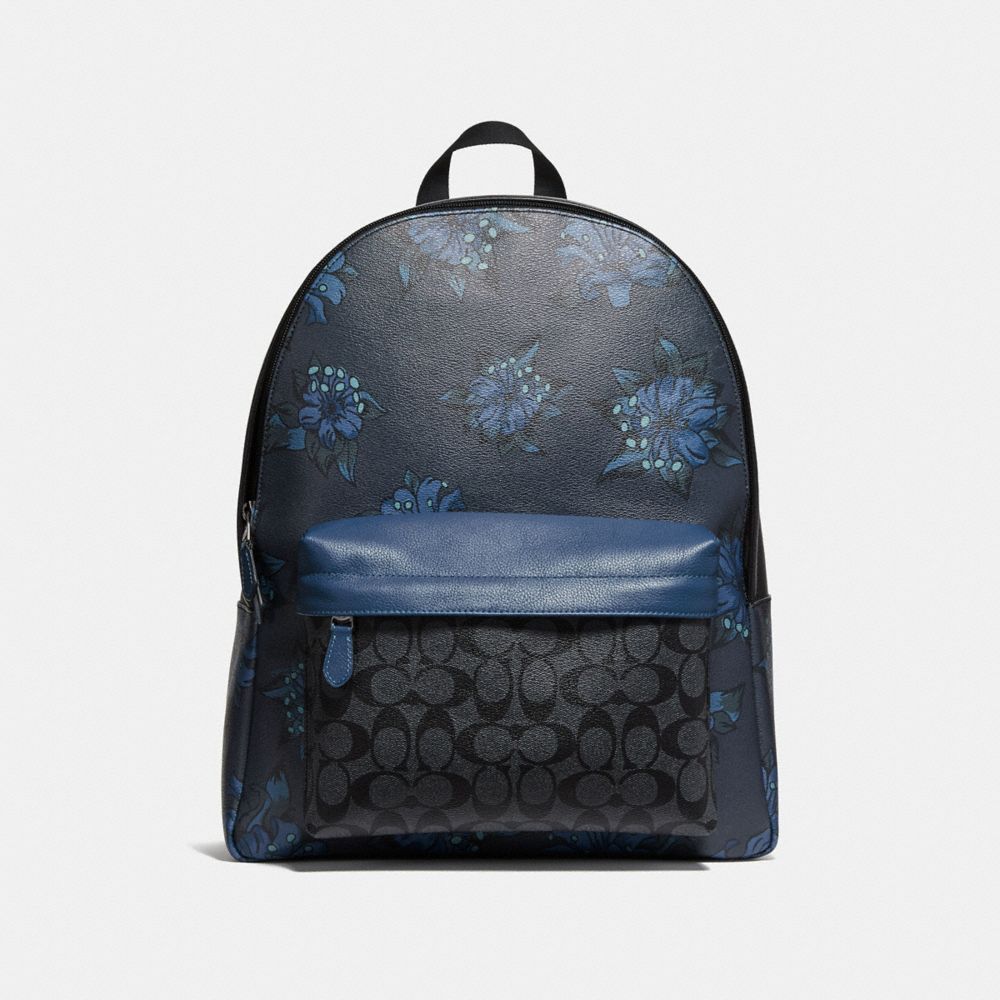CHARLES BACKPACK IN SIGNATURE CANVAS WITH HAWAIIAN LILY PRINT - f28312 - QBNI5