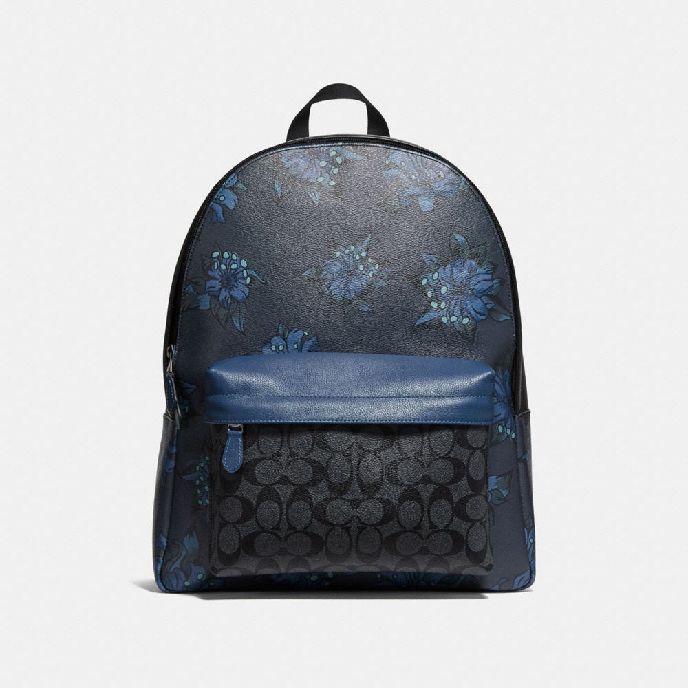 COACH f28312 CHARLES BACKPACK IN SIGNATURE CANVAS WITH HAWAIIAN LILY PRINT QBNI5