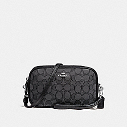 COACH BOXED SADIE CROSSBODY CLUTCH IN SIGNATURE JACQUARD - BLACK SMOKE/BLACK/SILVER - F28325