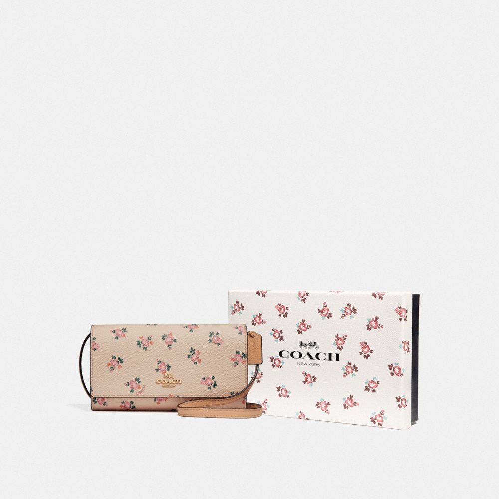 COACH F28328 - BOXED PHONE CROSSBODY WITH FLORAL BLOOM PRINT LI/BEECHWOOD FLORAL BLOOM
