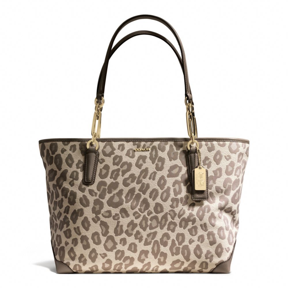 COACH F28364 - MADISON  EAST/WEST TOTE IN OCELOT JACQUARD  LIGHT GOLD/CHESTNUT