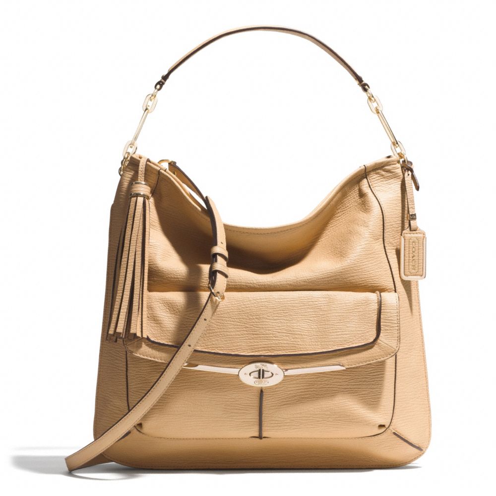COACH F28381 Madison Pinnacle Textured Leather Hobo LIGHT GOLD/TAN