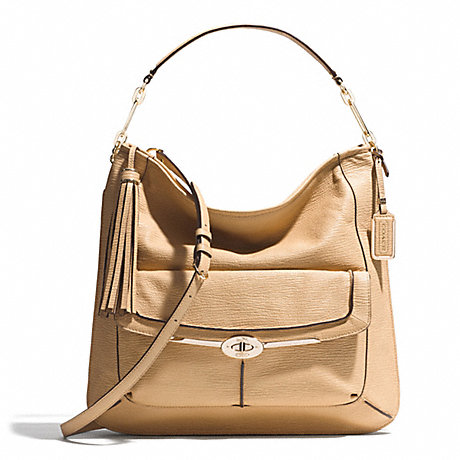COACH f28381 MADISON PINNACLE TEXTURED LEATHER HOBO LIGHT GOLD/TAN