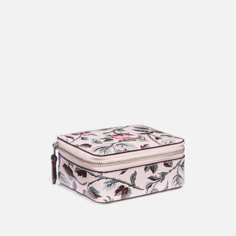 COACH JEWELRY BOX WITH SLEEPING ROSE PRINT - SILVER/MULTI - f28404