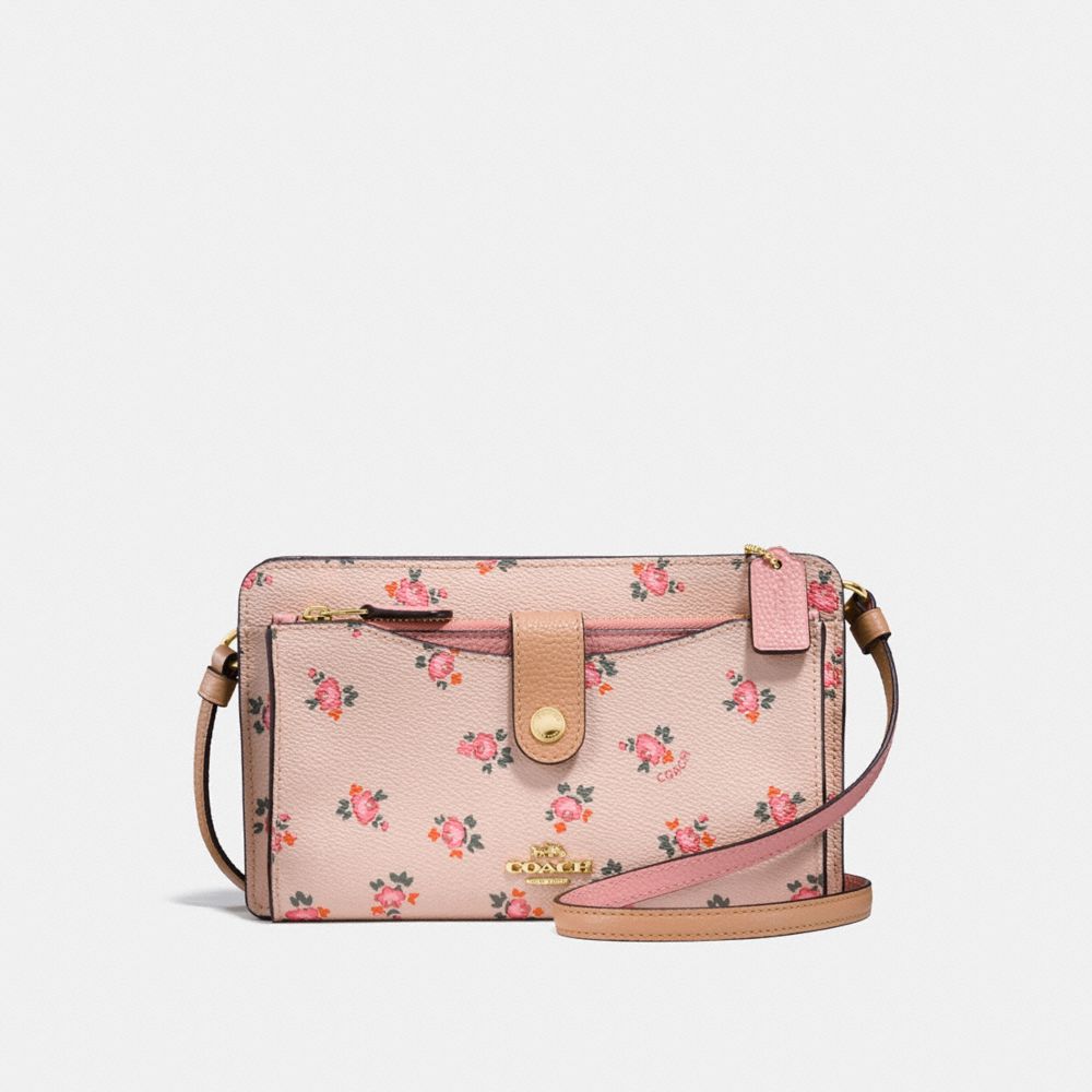 POP-UP MESSENGER WITH FLORAL BLOOM PRINT - BEECHWOOD FLORAL BLOOM/LIGHT GOLD - COACH F28418