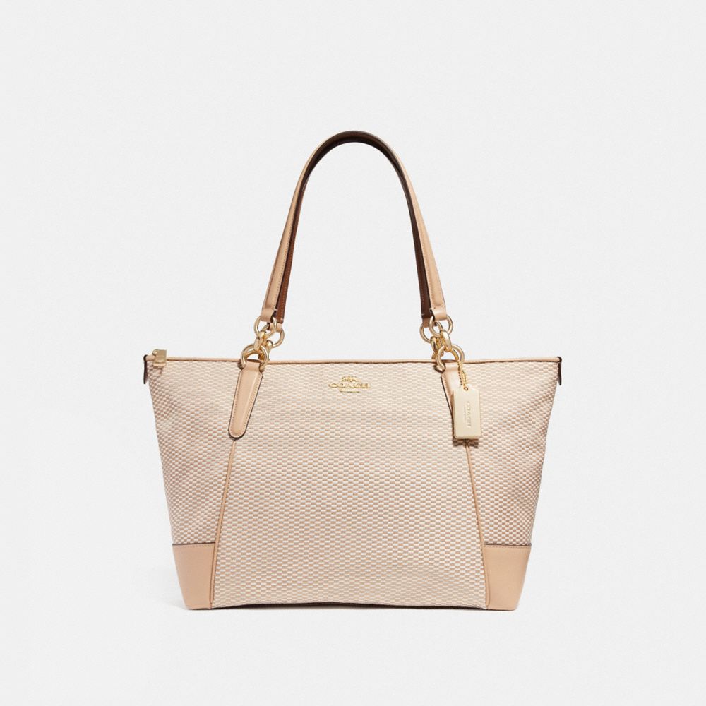 AVA TOTE WITH LEGACY PRINT - F28467 - MILK/BEECHWOOD/LIGHT GOLD