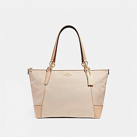 COACH AVA TOTE WITH LEGACY PRINT - MILK/BEECHWOOD/LIGHT GOLD - F28467