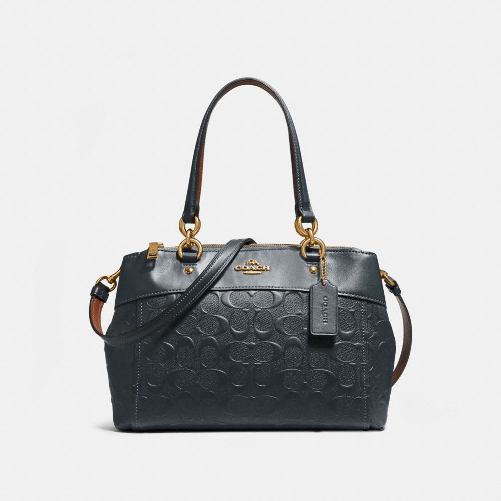 MINI BROOKE CARRYALL IN SIGNATURE LEATHER - COACH f28472 -  MIDNIGHT/LIGHT GOLD