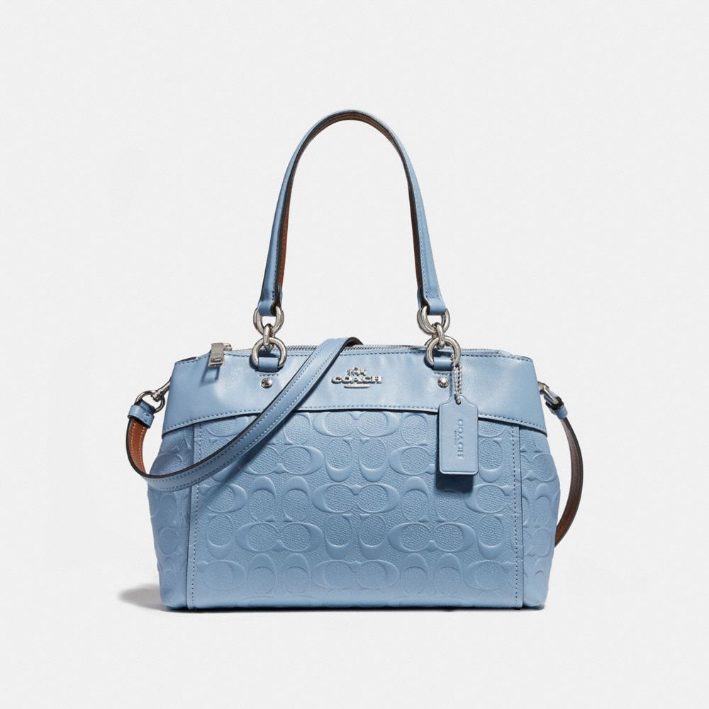 MINI BROOKE CARRYALL IN SIGNATURE LEATHER - f28472 - SILVER/POOL