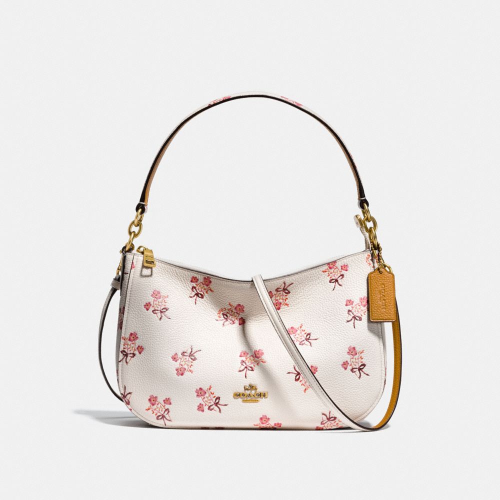 COACH F28482 - CHELSEA CROSSBODY WITH FLORAL BOW PRINT CHALK/OLD BRASS