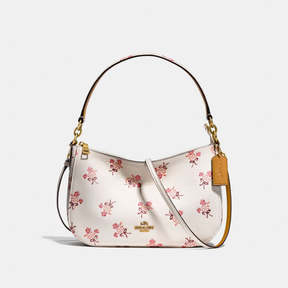 CHELSEA CROSSBODY WITH FLORAL BOW PRINT - COACH F28482 - CHALK/OLD BRASS