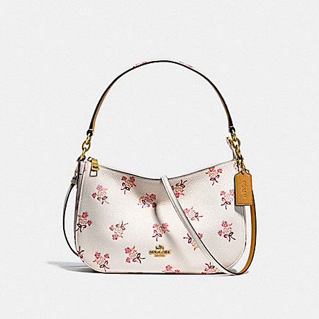 COACH CHELSEA CROSSBODY WITH FLORAL BOW PRINT - CHALK/OLD BRASS - F28482