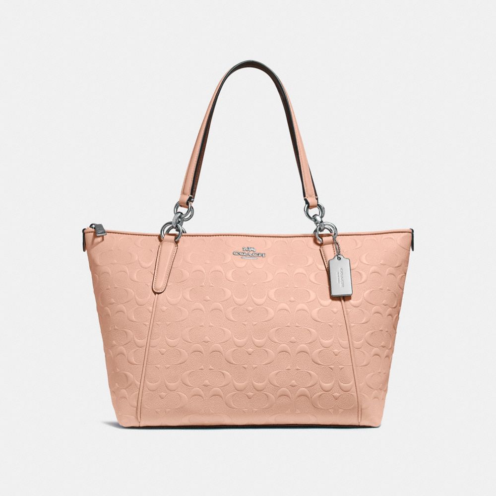 AVA TOTE IN SIGNATURE LEATHER - f28558 - NUDE PINK/LIGHT GOLD