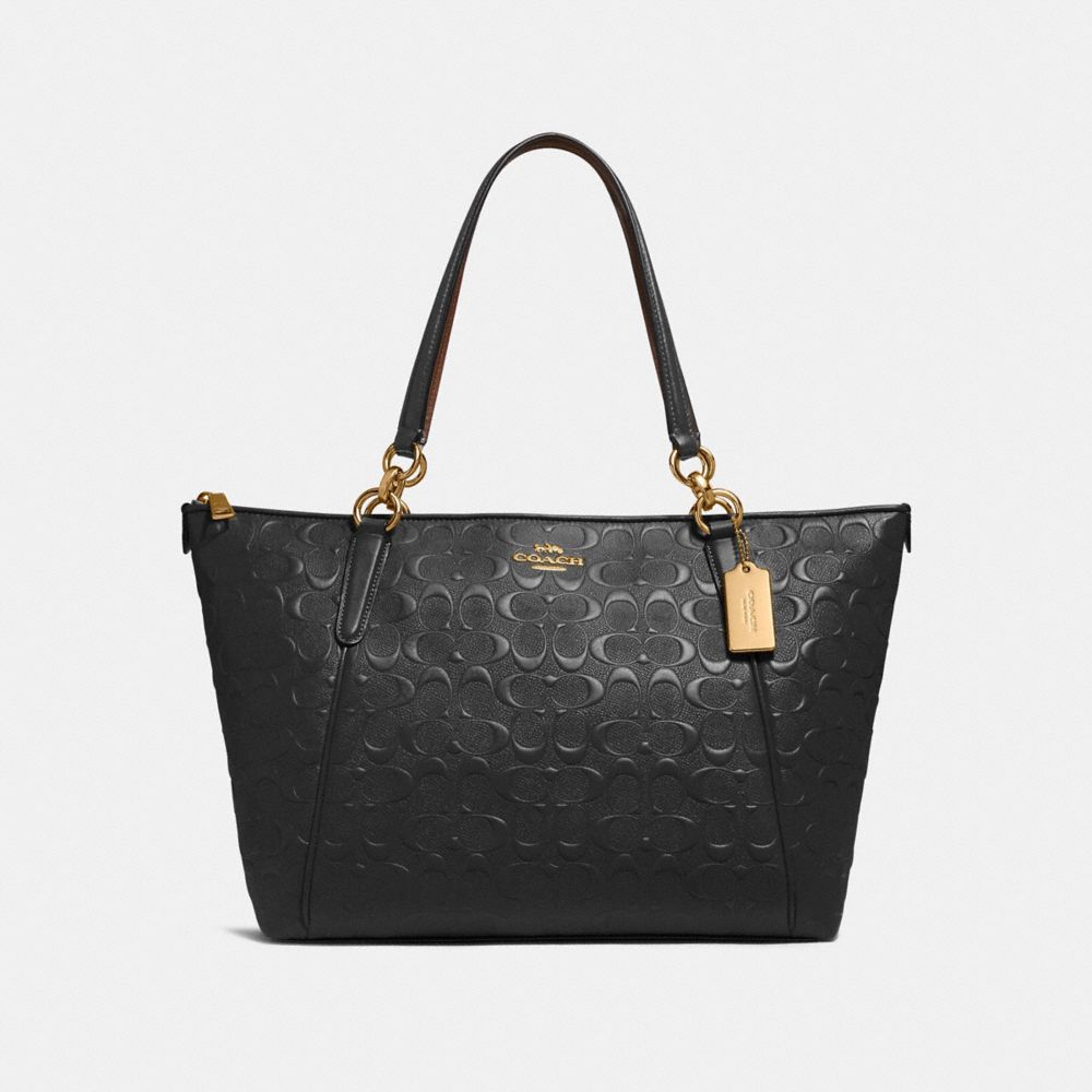 COACH F28558 Ava Tote In Signature Leather BLACK/LIGHT GOLD