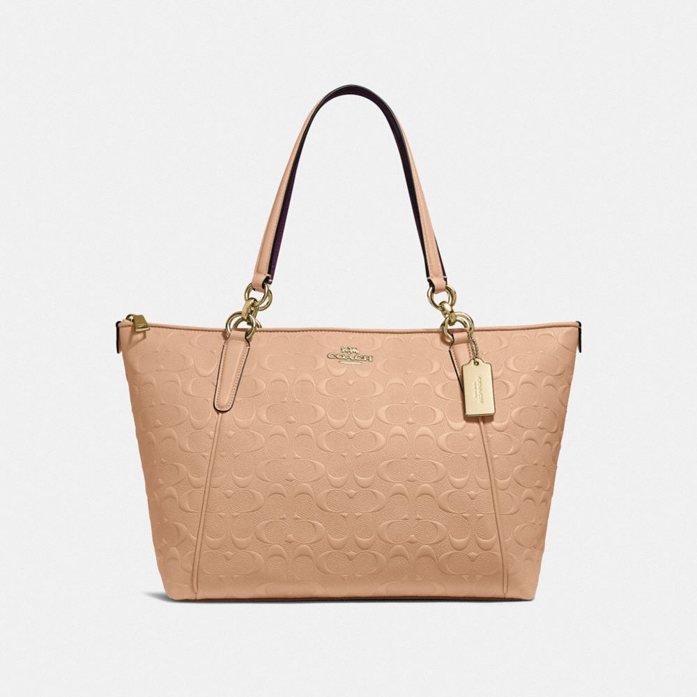 COACH AVA TOTE IN SIGNATURE LEATHER - BEECHWOOD/light gold - F28558