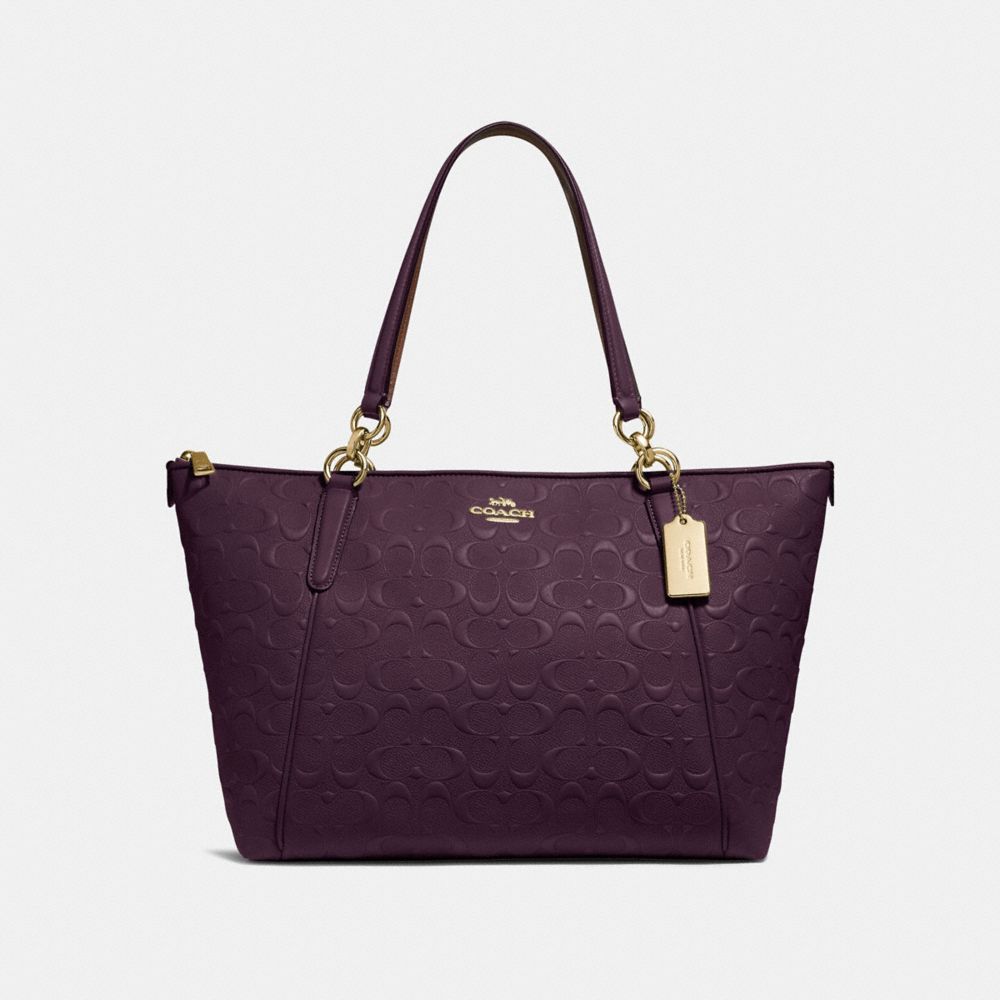 COACH AVA TOTE IN SIGNATURE LEATHER - oxblood 1/light gold - F28558