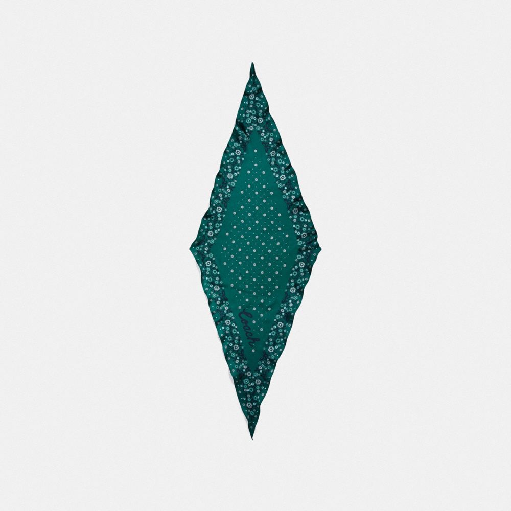 COACH FLORAL PRINT SILK DIAMOND SCARF - VIRIDIAN - COACH F28560