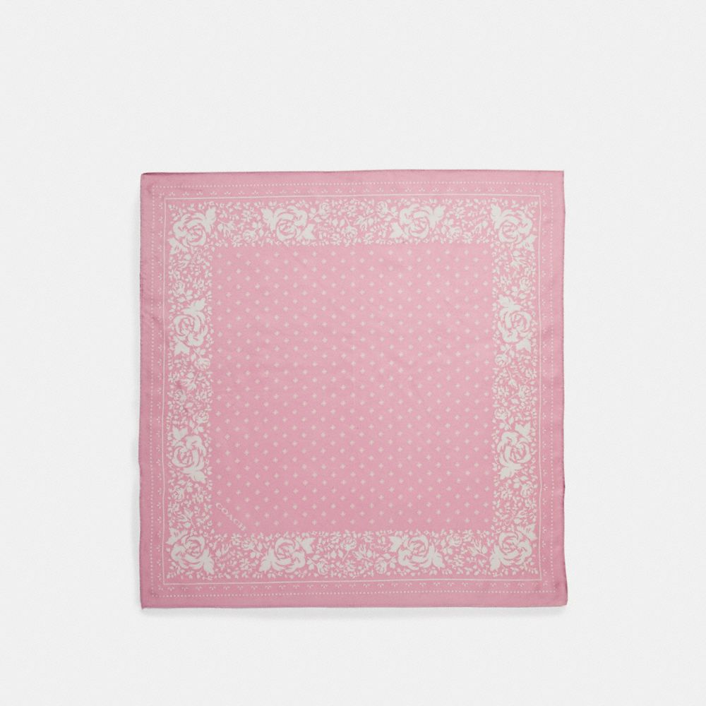 COACH F28564 Rose Print Silk Bandana BLUSH