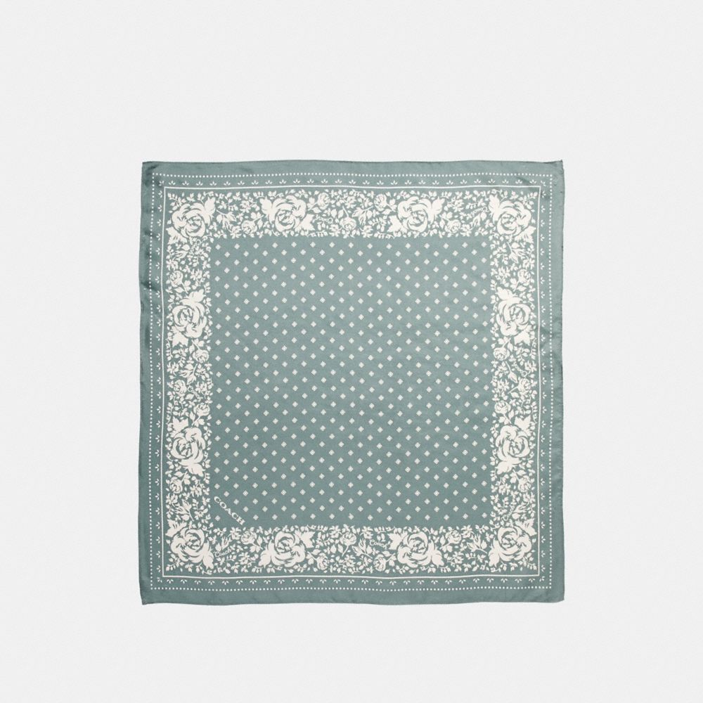 ROSE PRINT SILK BANDANA - LEAF GREEN - COACH F28564