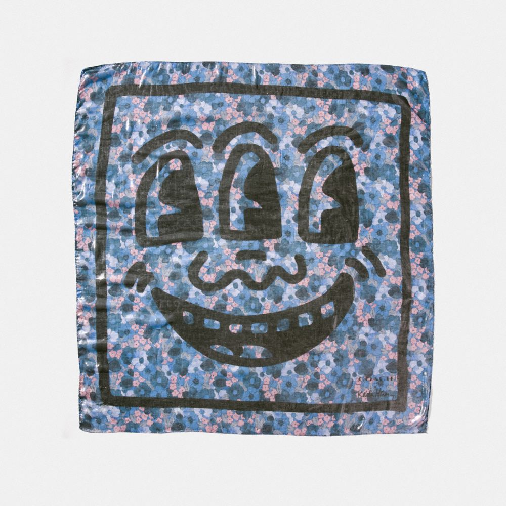 COACH X KEITH HARING SQUARE SCARF - BLUE MULTI - COACH F28618