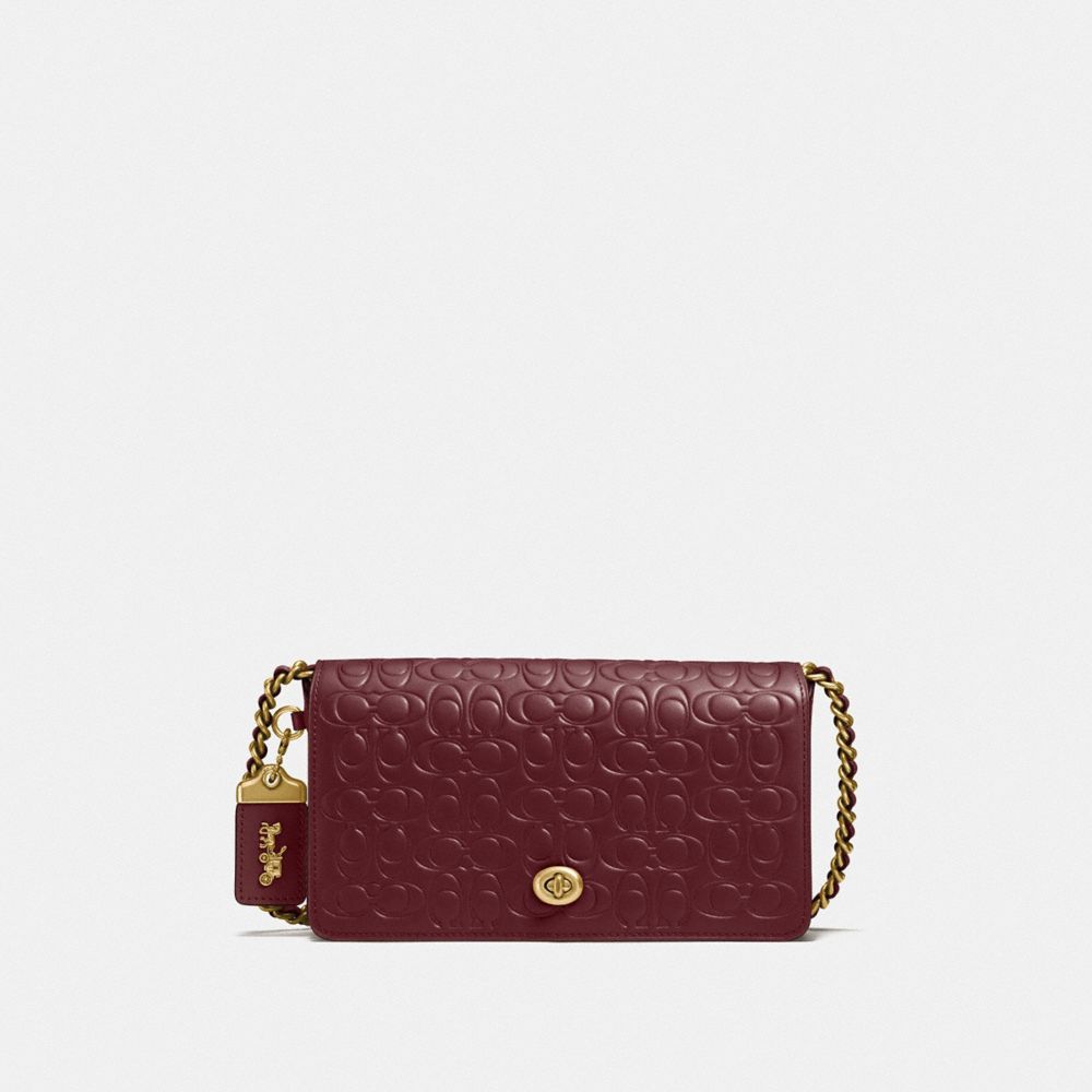 COACH F28631 DINKY IN SIGNATURE LEATHER OL/BORDEAUX