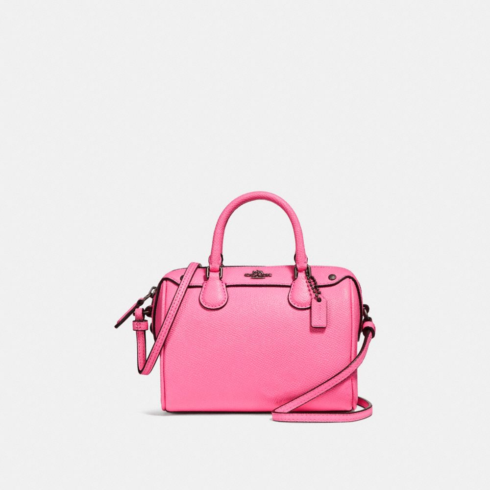 MICRO MINI BENNETT SATCHEL - BLACK ANTIQUE NICKEL/NEON PINK - COACH F28717