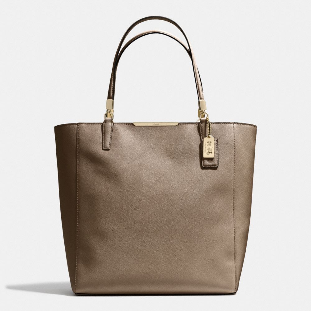 MADISON  SAFFIANO LEATHER NORTH/SOUTH TOTE - f28743 - LIGHT GOLD/BRONZE