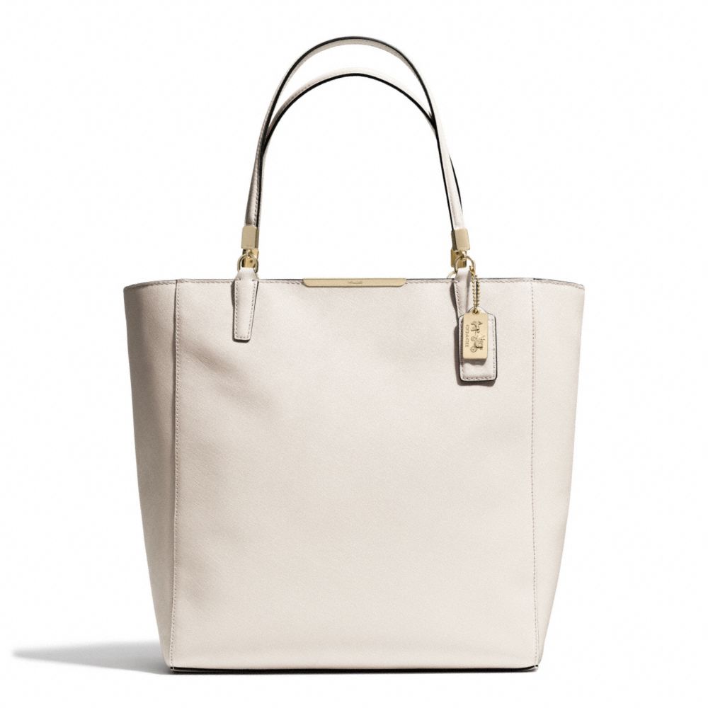 MADISON  SAFFIANO LEATHER NORTH/SOUTH TOTE - f28743 - LIGHT GOLD/PARCHMENT