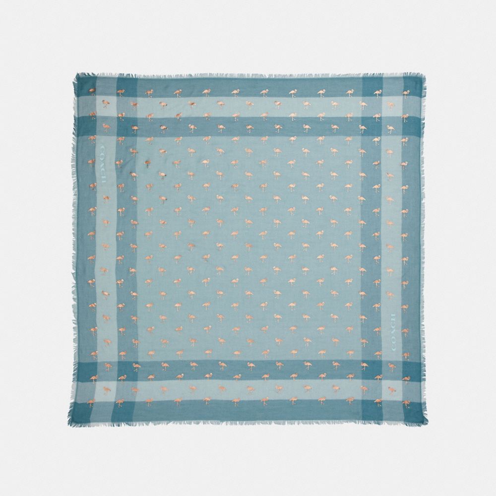 COACH FLAMINGO FOIL WINDOWPANE CHALLIS - AQUAMARINE - F28797