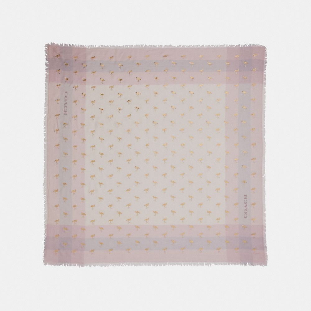 FLAMINGO FOIL WINDOWPANE CHALLIS - LIGHT PINK - COACH F28797