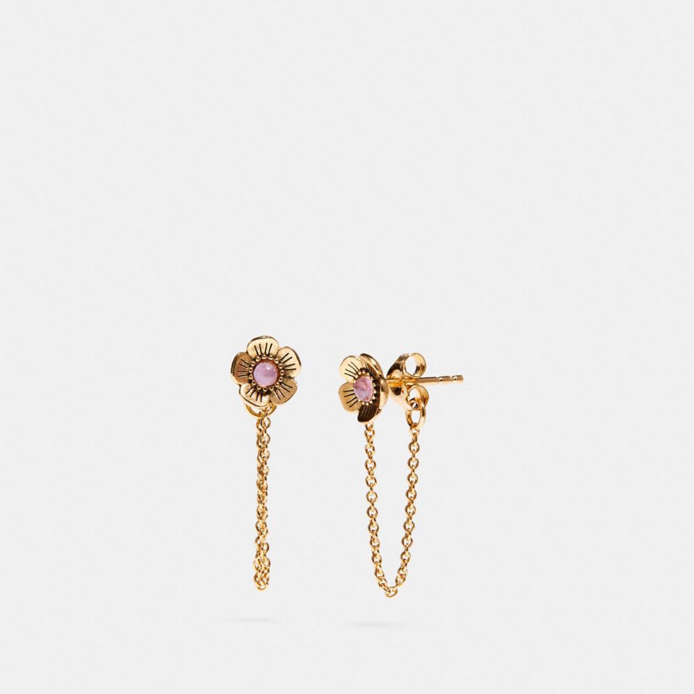 COACH DEMI-FINE TEA ROSE CHAIN EARRING - AMETHYST/GOLD - F28831