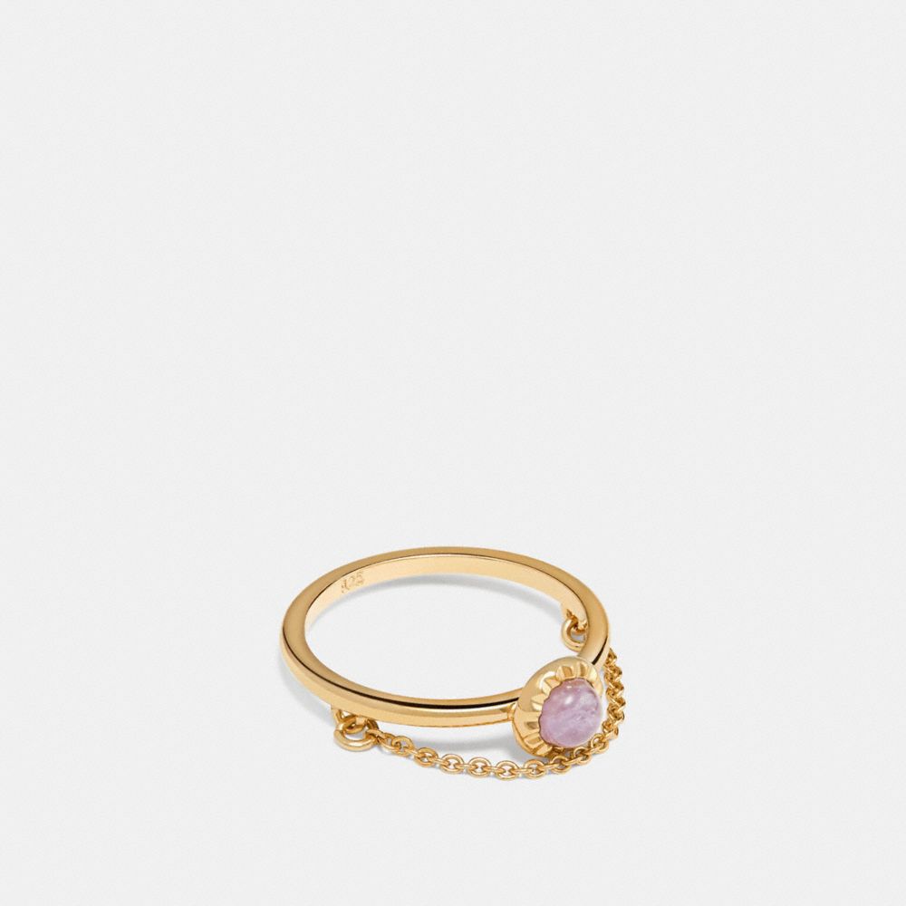 COACH DEMI-FINE SUNBURST CHAIN RING - AMETHYST/GOLD - F28833