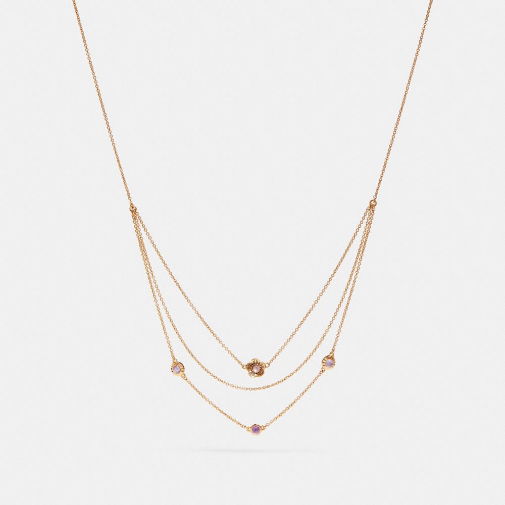COACH F28834 Demi-fine Sunburst Layered Chain Necklace AMETHYST/GOLD