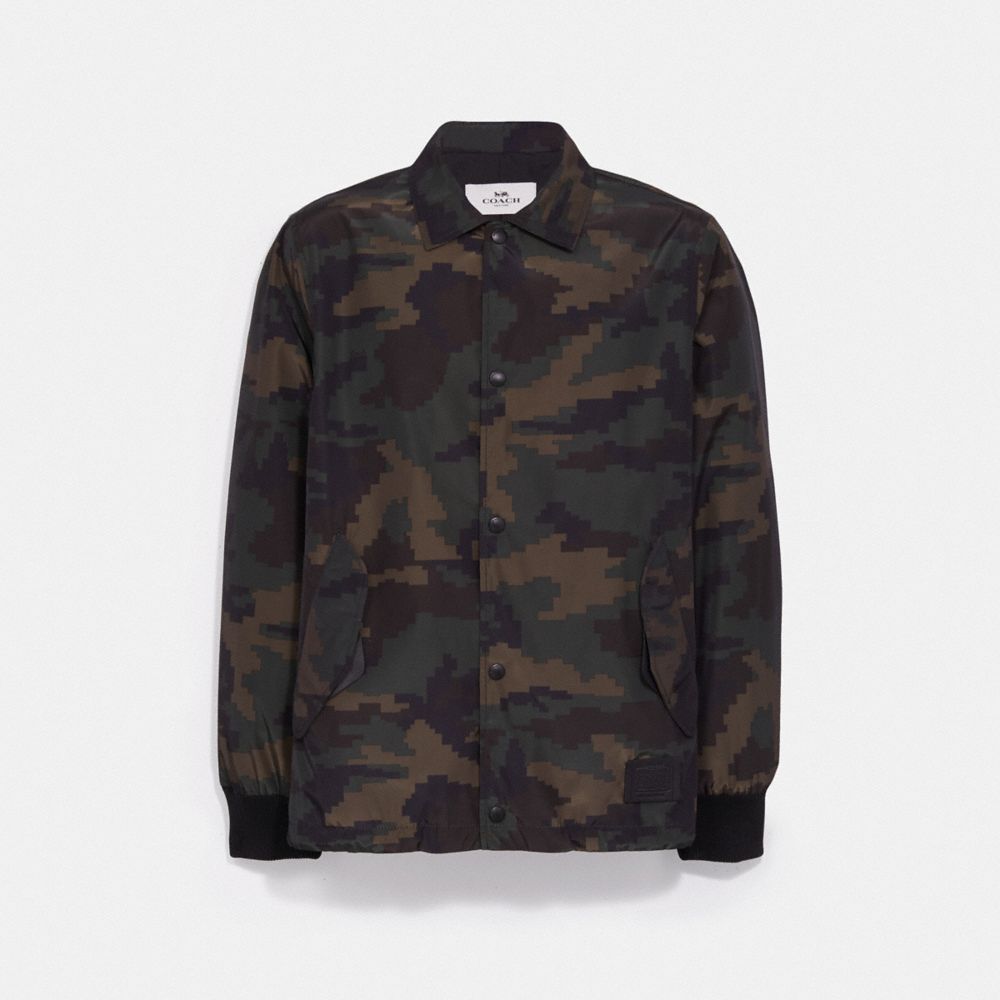 NYLON COACH JACKET - F28843 - GREEN CAMO/BLACK