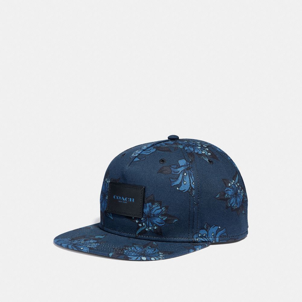 COACH FLORAL PRINT FLAT BRIM HAT - BLUE FLORAL - F28846