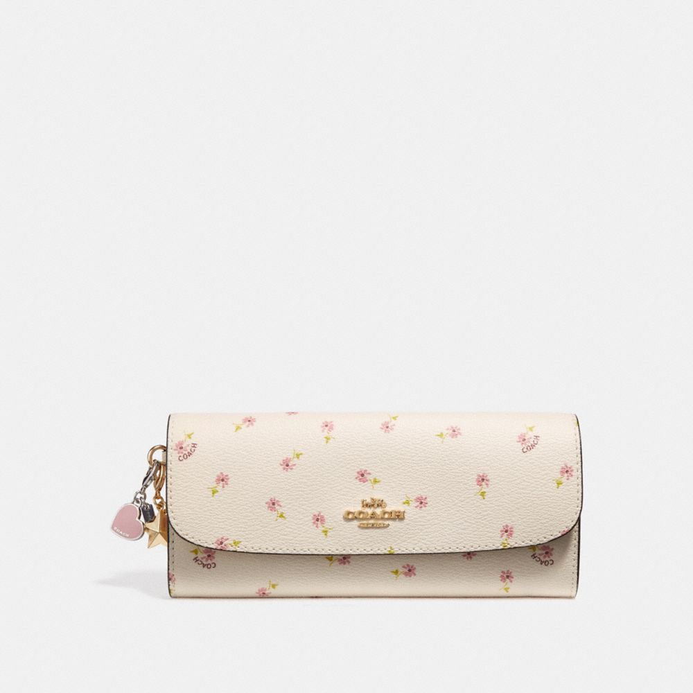 COACH F28853 - BOXED SOFT WALLET WITH DITSY DAISY PRINT AND CHARMS GOLD/CHALK MULTI