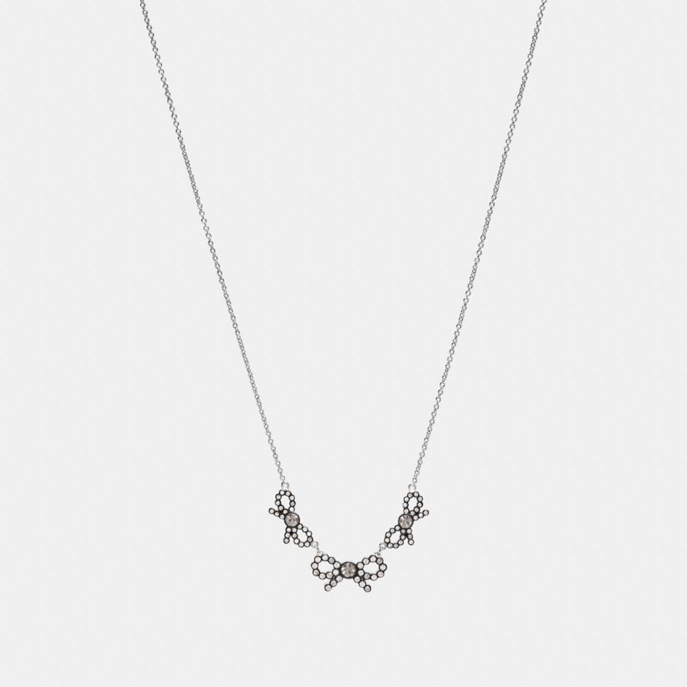 COACH F28856 Triple Stone Bow Necklace MULTI/SILVER