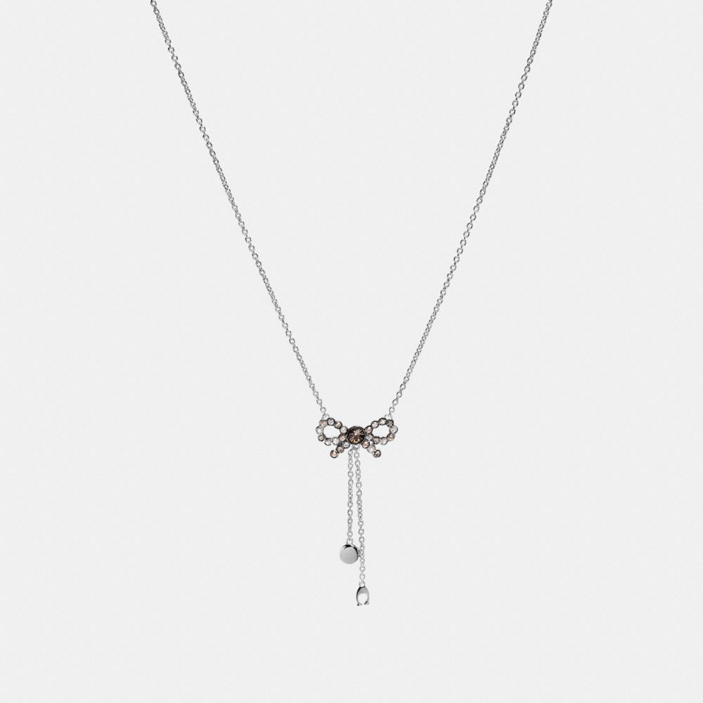 BOW LARIAT NECKLACE - f28858 - MULTI/SILVER