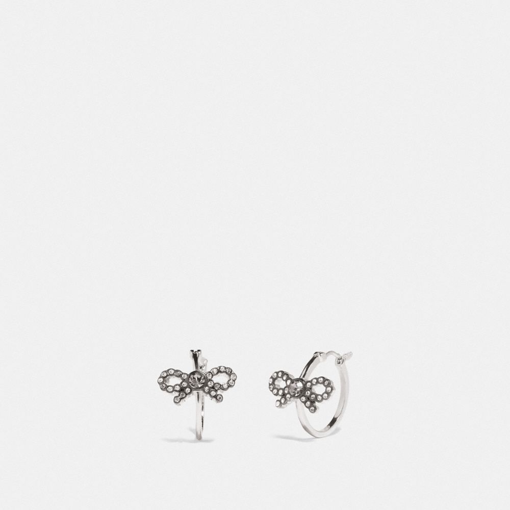 BOW HUGGIE EARRINGS - F28872 - MULTI/SILVER