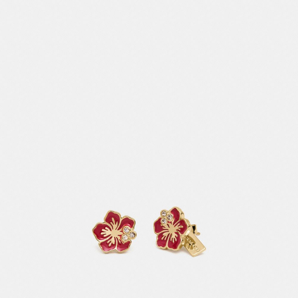 COACH HIBISCUS STUD EARRINGS - MULTI/GOLD - f28878